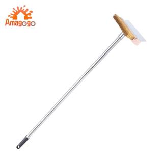 Bàn chải lò nướng bánh pizza chuyên nghiệp Amagogo Tay cầm bằng thép không gỉ dài Máy làm sạch thịt nướng dây đồng cho lò nướng và nướng bánh pizza ngoài trời