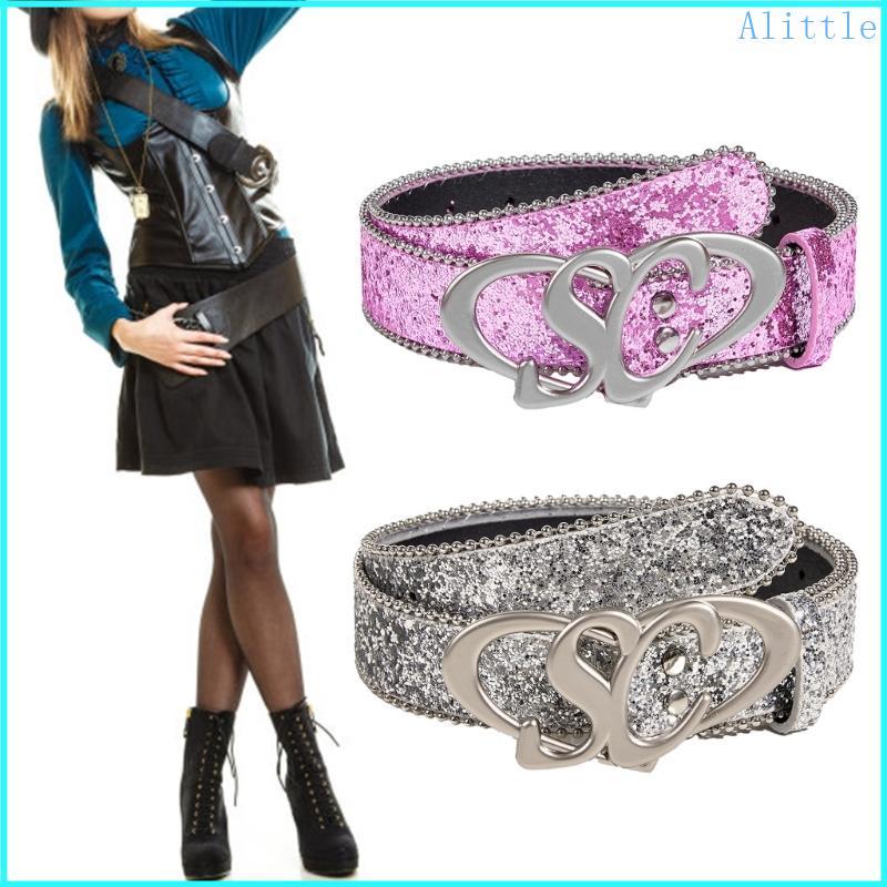 Alia All-Matched Style Snap Belt dành cho nam giới Tây Cowgirl Sequins Bling Belt