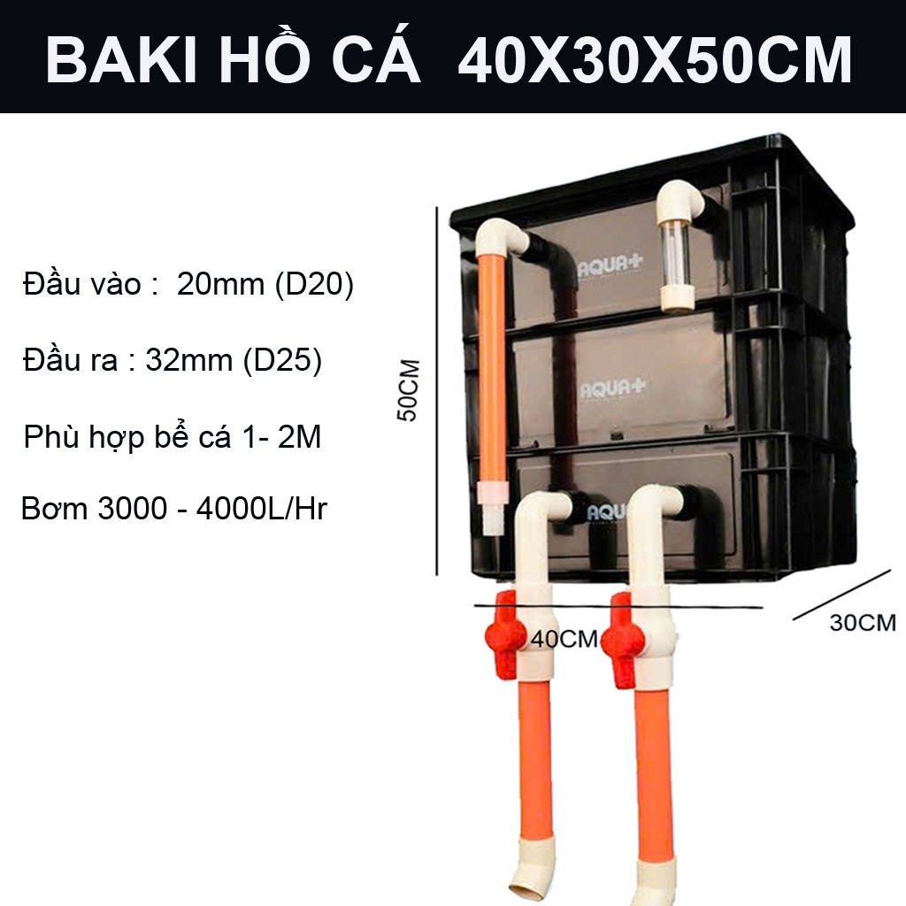 Lọc Thùng Bakki Shower 3 Tầng (40x30x50) Cho Bể Cá 1m-2m - Hệ Thống Lọc Thác Khử Độc Nước