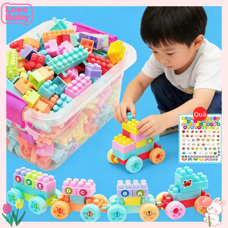 Bộ Xếp Hình 256/384 Miếng Lớn Cho Trẻ Nhỏ -Không Ba Via,Có Hộp Cất Gọn, Đồ Chơi Giáo Dục Thông Minh