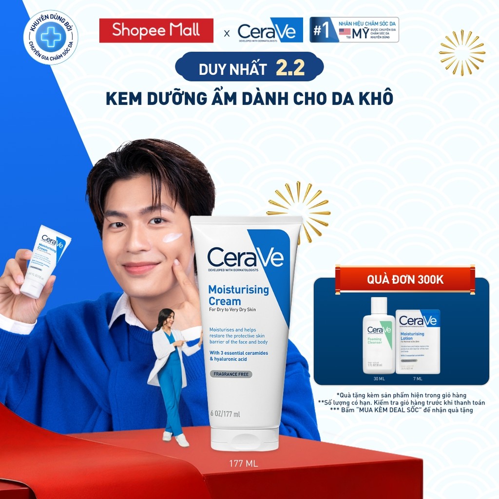 Kem dưỡng ẩm CeraVe dành cho da khô moisturising Cream 177ml