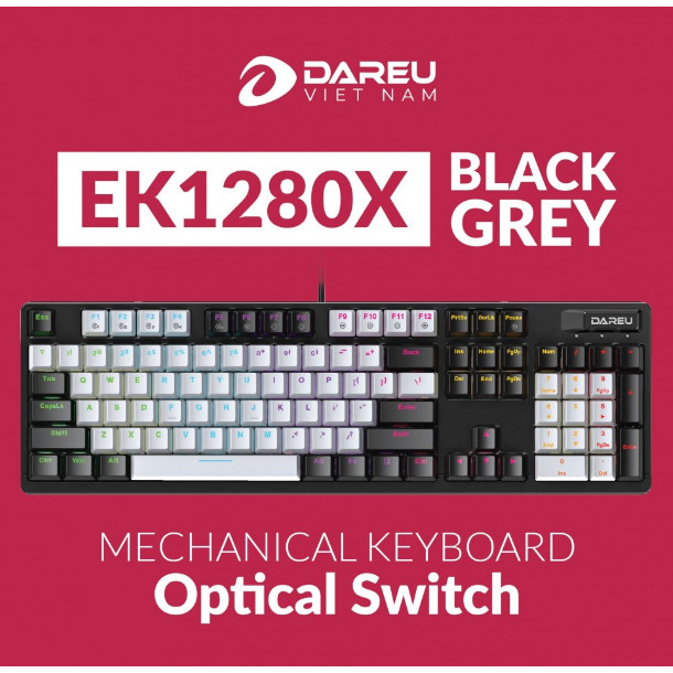 Keyboard Quang cơ Dareu EK1280X Black-Grey (Optical Blue Switch) Chính hãng