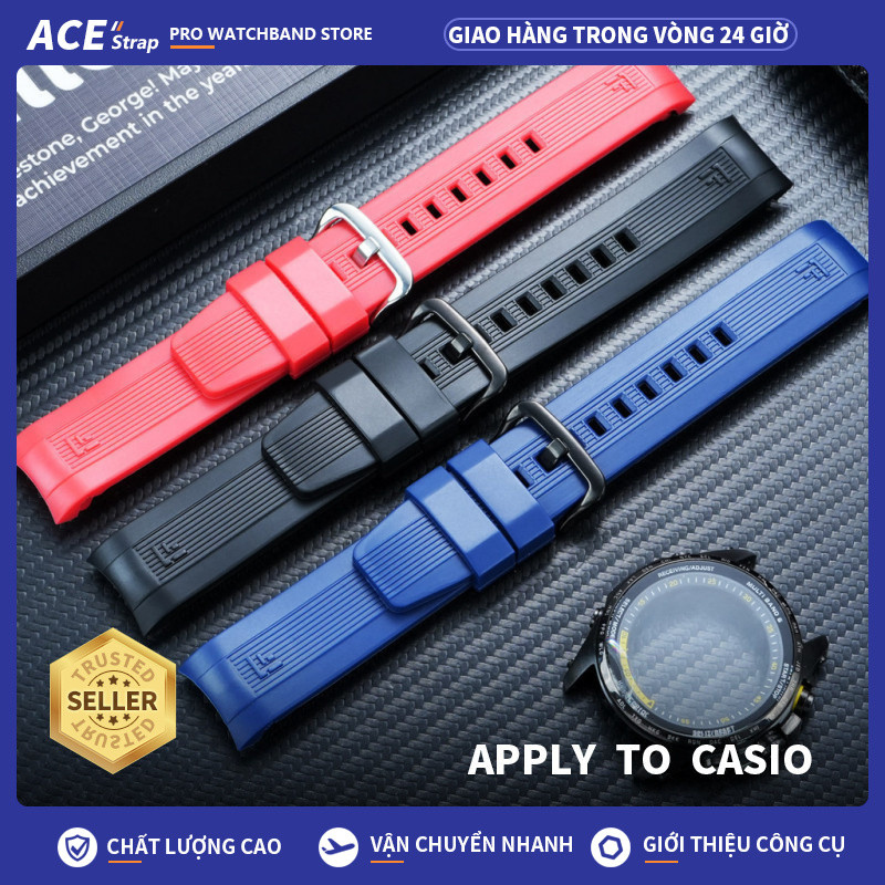 Áp dụng cho CASIO, Dây đeo đồng hồ nhựa thể thao cong 22mm cho mẫu EQS-500 EQA-200 EQW-M600 Black Kn