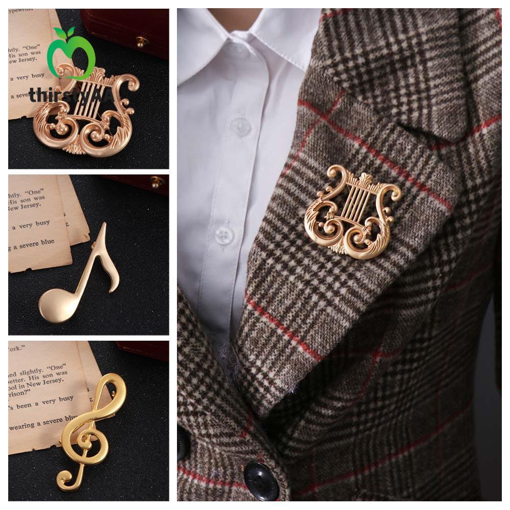 Thirstyaa Eighth Note Pin - Hợp kim hình nốt nhạc và clef treble, style vintage