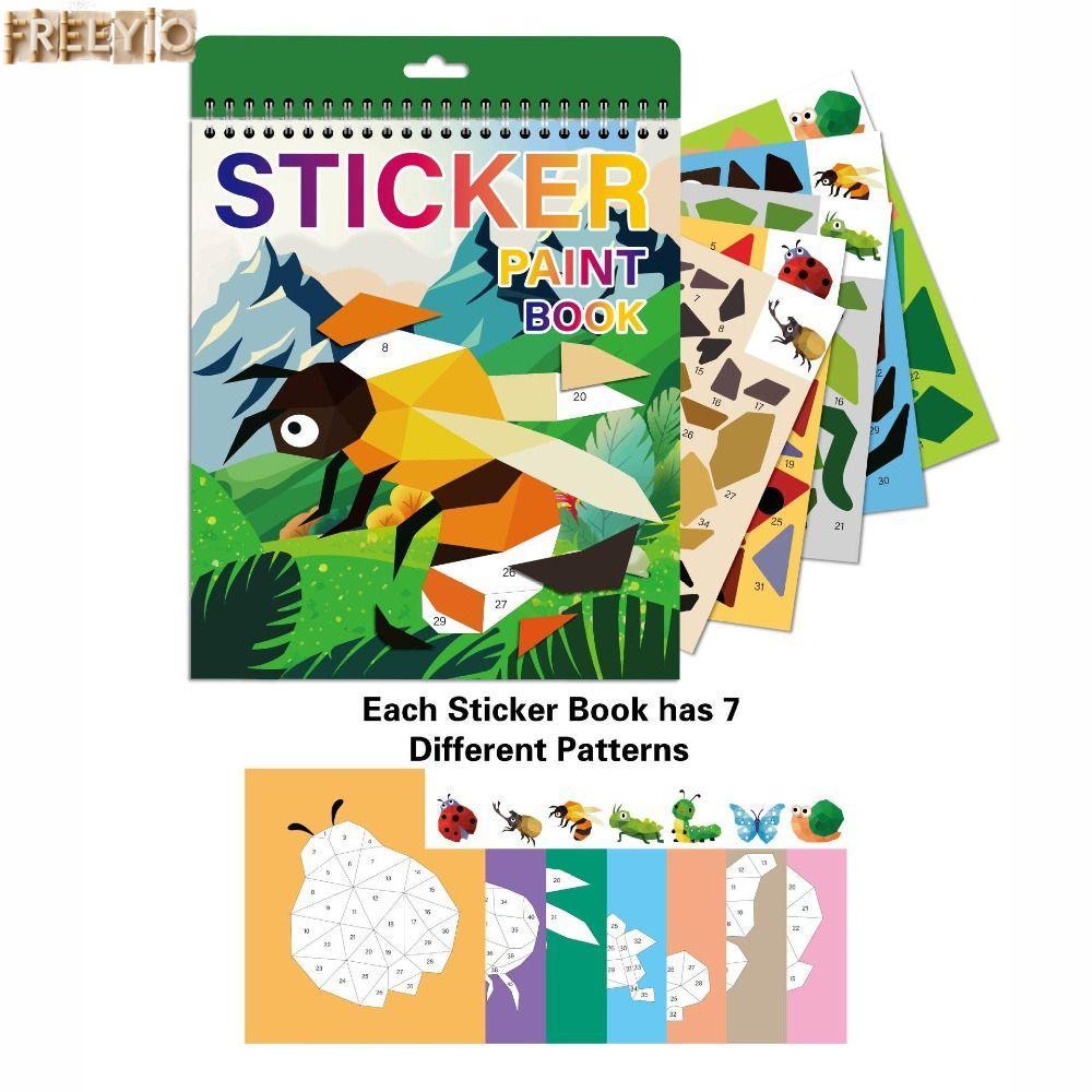 Nhãn dán xếp hình FREEYIO Khảm, Sách dán xếp hình PET, Sách xếp hình hoạt hình Kawaii DIY dành cho t