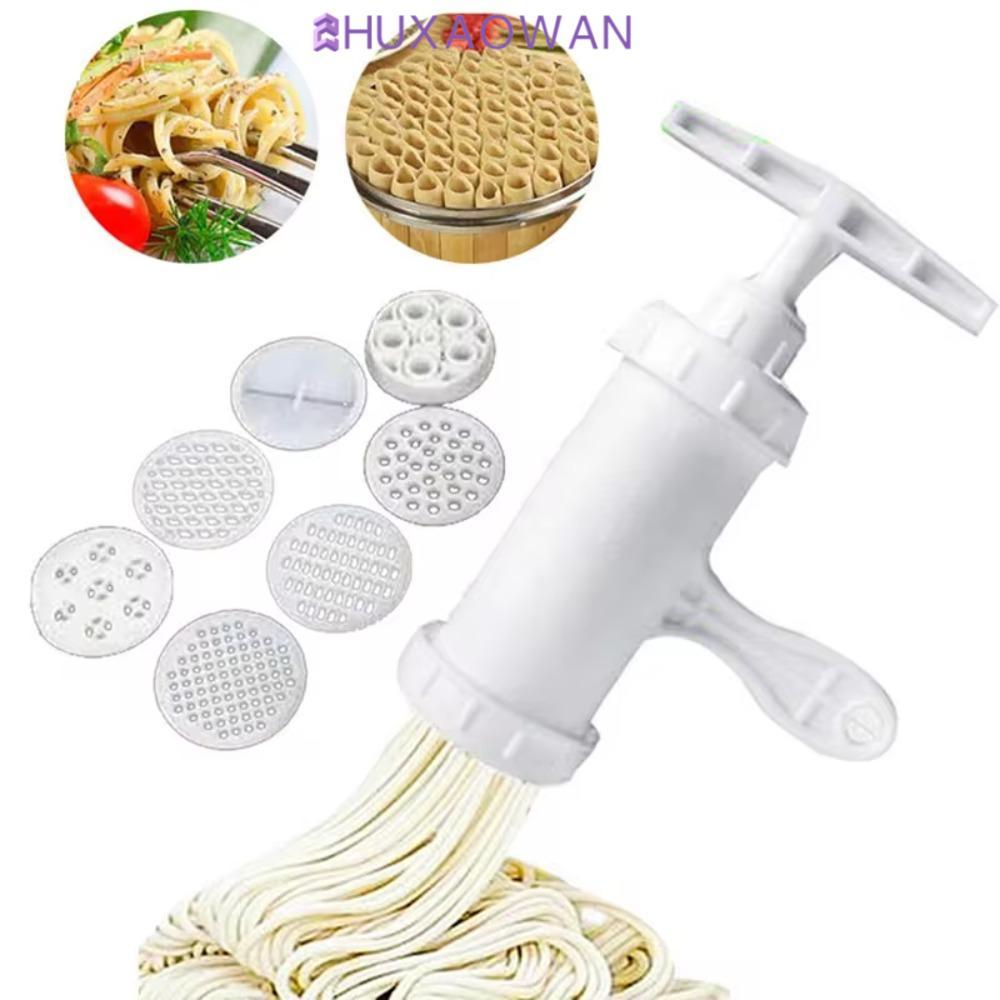 Máy làm mì ống ZHUXAOWAN, với 7 khuôn in khác nhau Máy ép mì nhựa, Máy làm mì thủ công màu trắng Nhà hàng