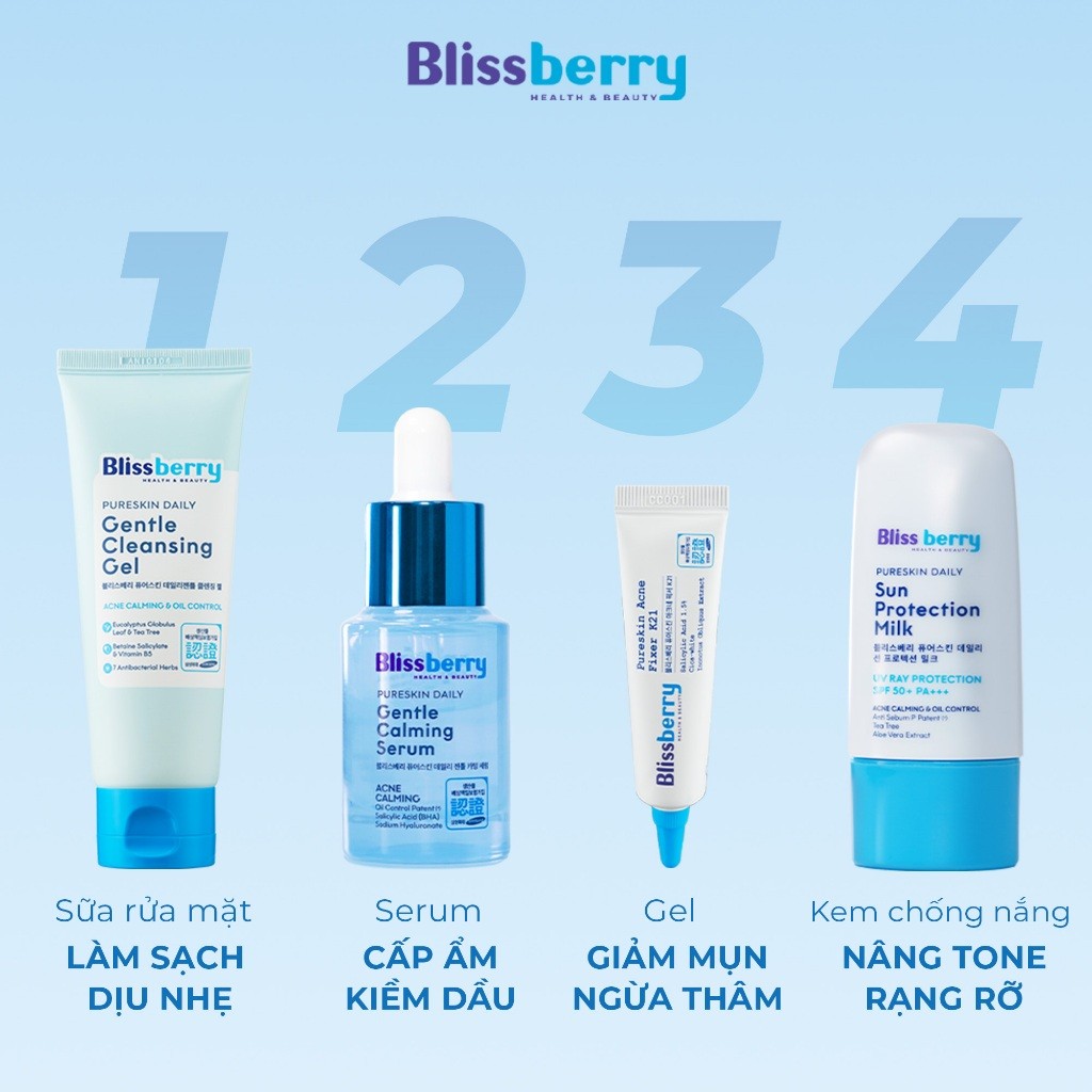 Sữa Rửa Mặt BHA pH 5.5 Dịu Nhẹ Giảm Mụn Kết Hợp B5 Duy Trì Độ Ẩm Blissberry Daily Gentle Cleansing Gel 100ml | BigBuy360 - bigbuy360.vn