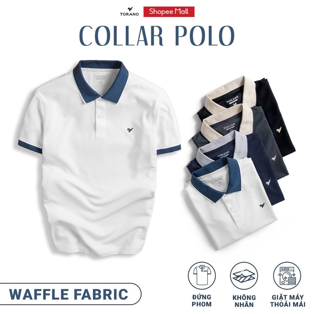 Áo thun polo nam TORANO, tay ngắn, thoáng khí, trơn sọc FSTP003