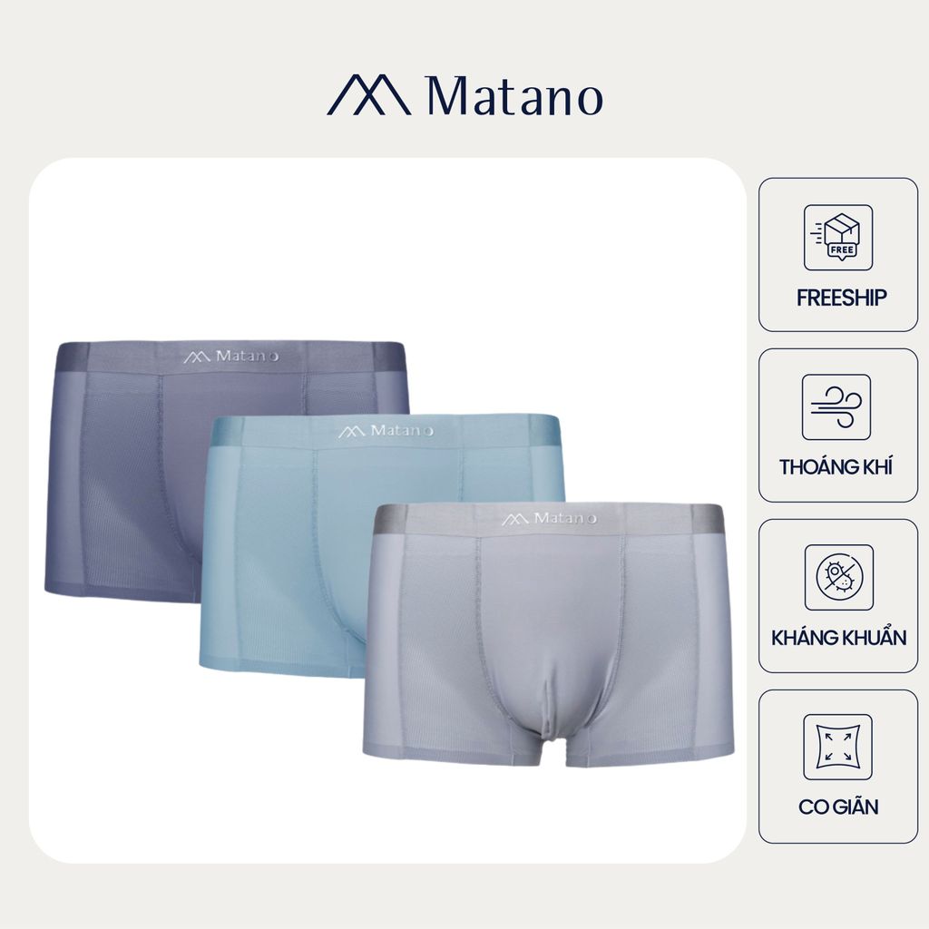 [COMBO 3] Quần Lót Boxer Nam Lụa Băng Phối Lưới Hai Bên MATANO QL068 mềm mại, thoáng khí, co giãn kh