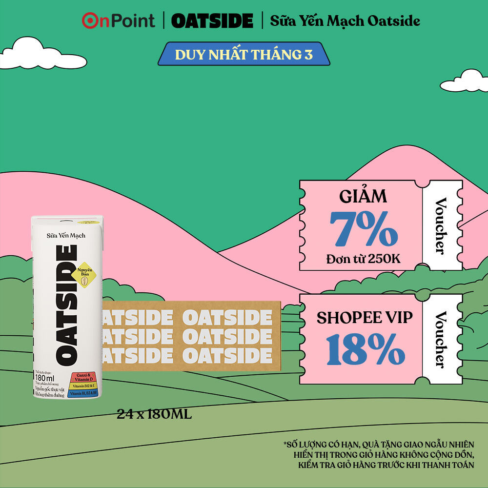 Thùng 24 hộp Sữa yến mạch OATSIDE Nguyên Vị Barista Blend 180ml (180ml x 24)