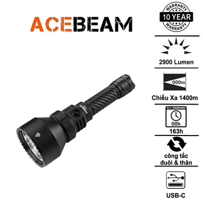 ACEBEAM T29 – Đèn Pin Chiếu Xa 2900 Lm tầm chiếu 1400m, Pin sạc 5600mAh sạc USB C