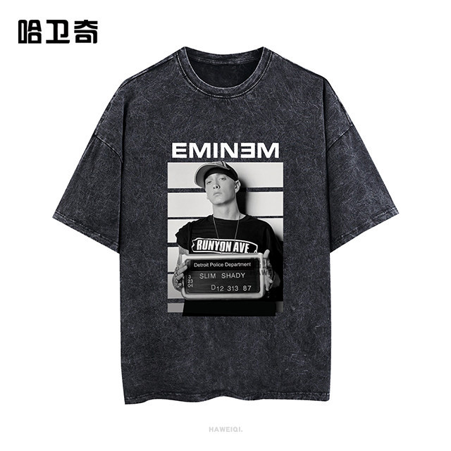 Mu Ye Eminem mới xung quanh Eminem cùng áo thun ngắn tay in hình Cotton cao cấp 100% đã giặt rap roc