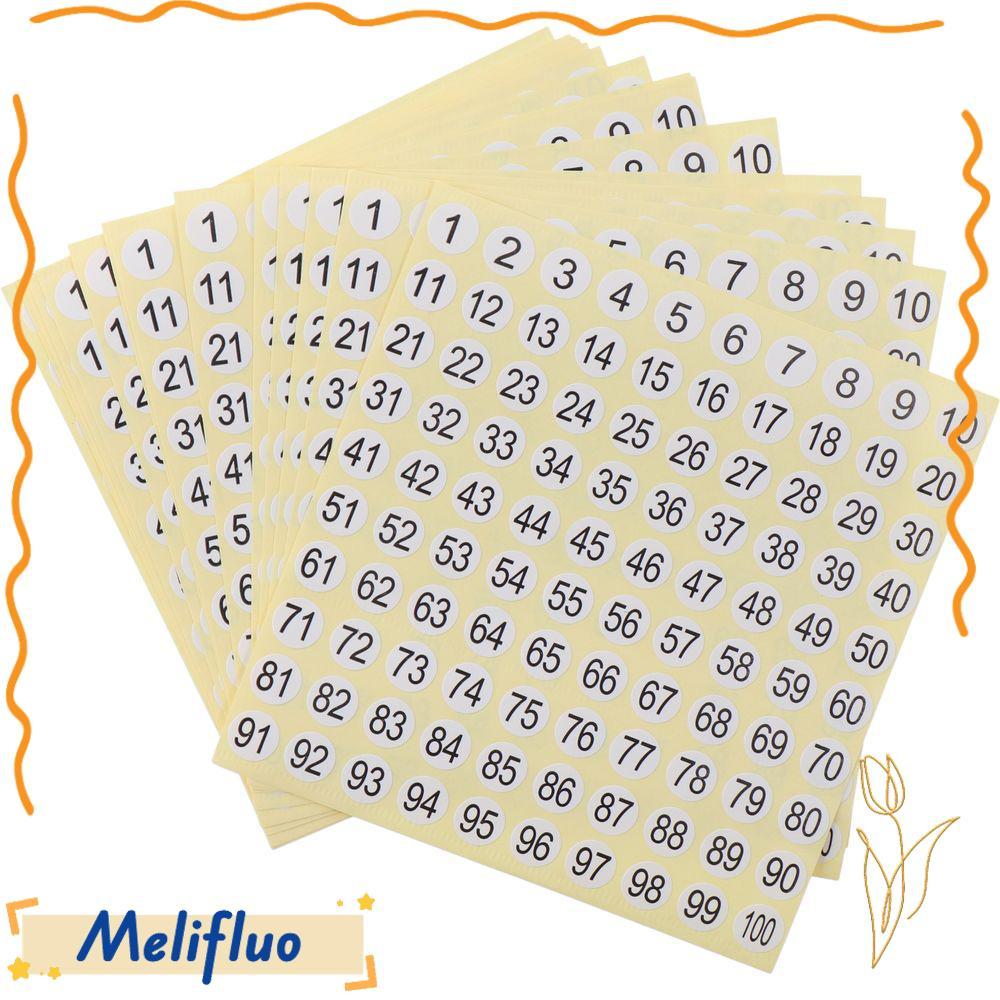 MELIFLUO 30 tờ Nhãn số, 30 tờ Nhãn dán số liên tiếp 1 đến 100 tờ, Nhãn trắng 0,4 Inch tự dính trong 
