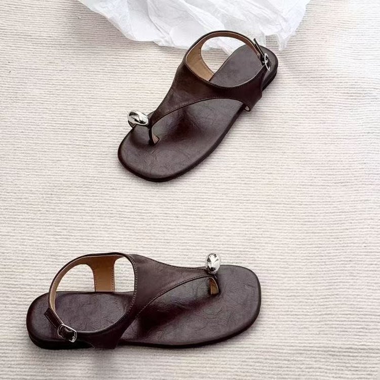 Giày Sandal Flat Mũi Vuông Cover Mũi Giày Nữ Thời Trang