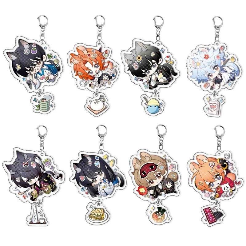 Gintama Keychain Sakata Gintoki Toushirou Kamui Okita Sougo Pendant Figure Acrylic Keychain Keyring 