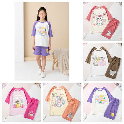 Bộ cộc tay hè LITIBABY thun cotton hè, size đại bé gái khoảng từ 10 đến 16 tuổi