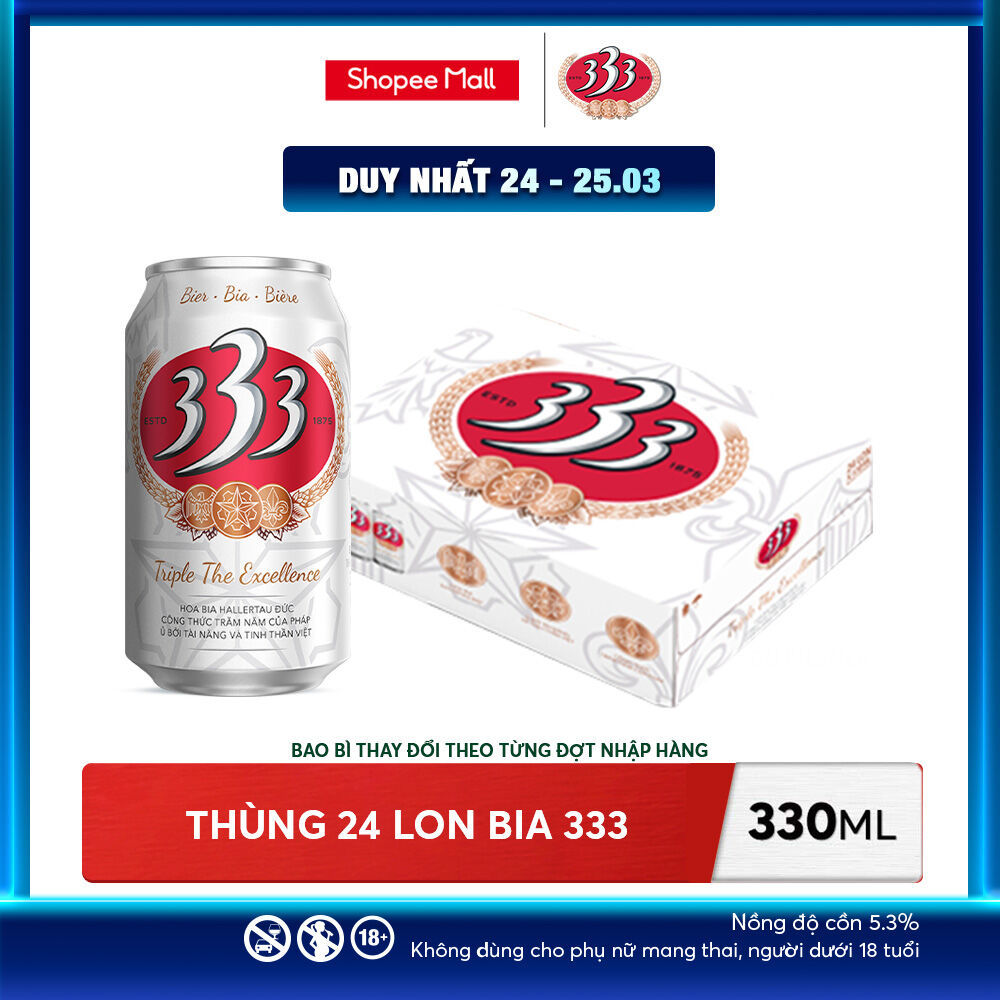 Nồng Độ Cồn 5.3% - Thùng 24 Lon Bia 333 330ml