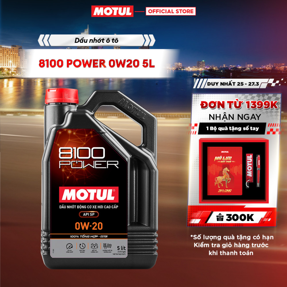 Dầu nhớt xe ô tô MOTUL 8100 POWER 0W20 4X5L VN