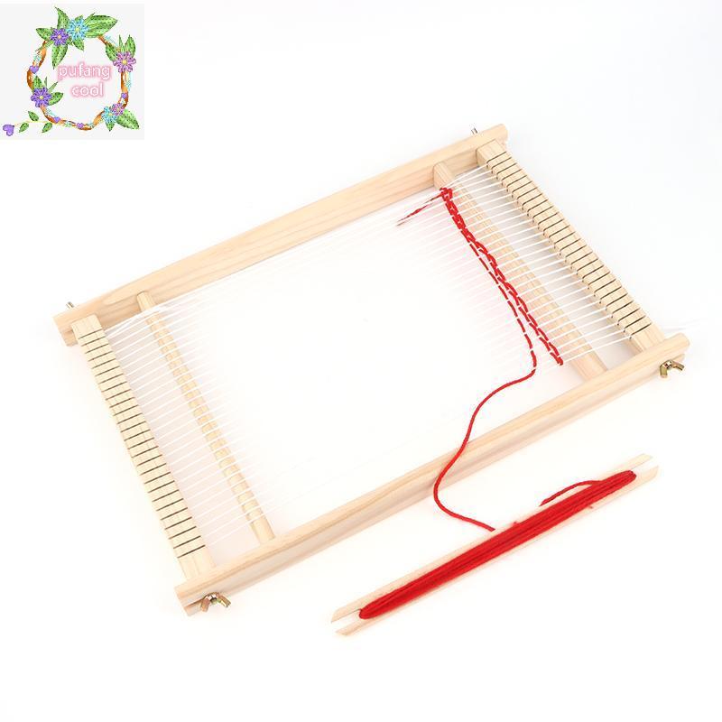 PUCOOL DIY Gỗ Dệt Loom Set Có Thể Điều Chỉnh Warp Khung Huddle Thanh Dành Cho Trẻ Em Học Sinh Tấm Th