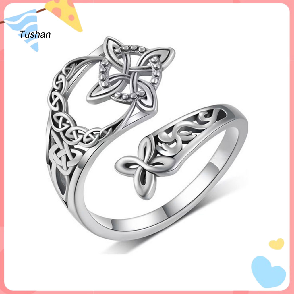 [Ts] Nhẫn Knuckle Nữ Nhẫn Thắt Nút Thắt Celtic Mở Nhẫn Nữ – Có Thể Điều Chỉnh Ngón Tay Giữa Knuckle 
