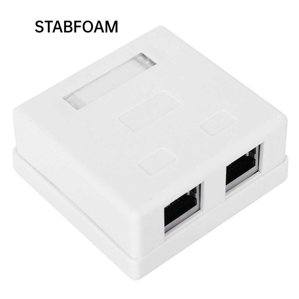 Hộp gắn bề mặt STABFOAM, Tấm chắn mèo 5e có vít và băng keo hai mặt Hộp gắn RJ45-8P8C, Dễ dàng gắn 2