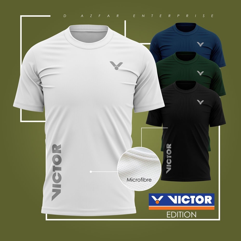 VICTOR EDITION UNISEX MICROFIBER TRÒN NGẮN ÁO THUN BAJU LELAKI WANITA ÁO THUN THỂ THAO BADMINTON JER