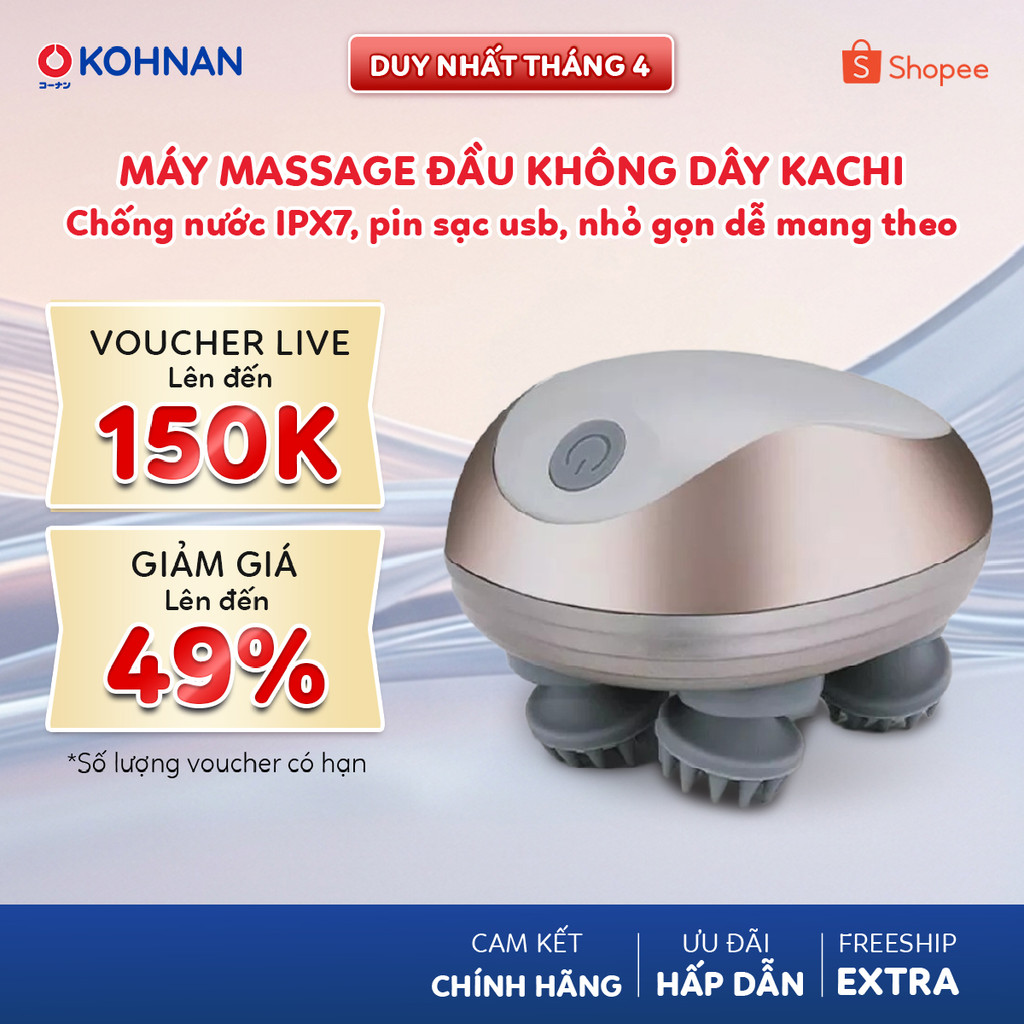 Máy massage đầu không dây KACHI MK399 nhỏ gọn massage thư giãn da đầu, chống nước IPX7, pin sạc USB