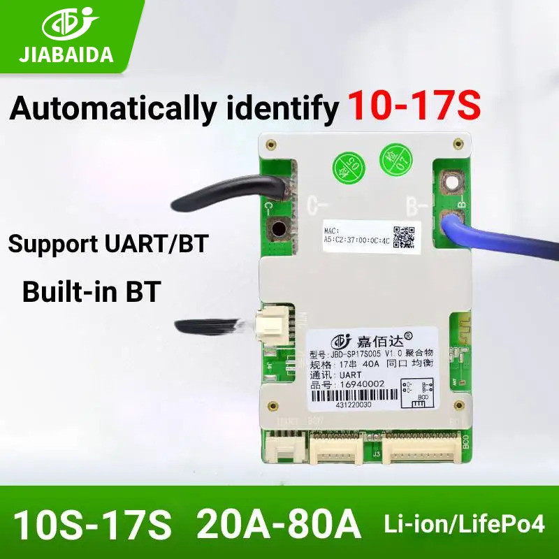 JBD BMS 10S 13S 14S 16S LiFePo4 17S Li-ion 20A 40A 50A 120A Tích hợp BT Balance JIABAIDA Smart BMS
