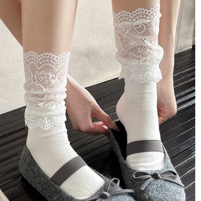 Gothic Ren Tất Knee-High Socks Phong Cách Ba Lê, Thích Hợp Với Ankle Boots