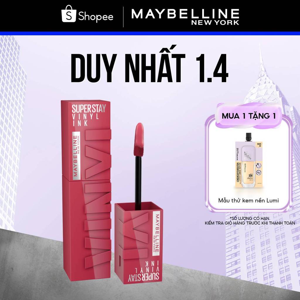 Son Bóng Bền Màu Nhẹ Môi Superstay Vinyl Ink Maybelline New York 4.2ml