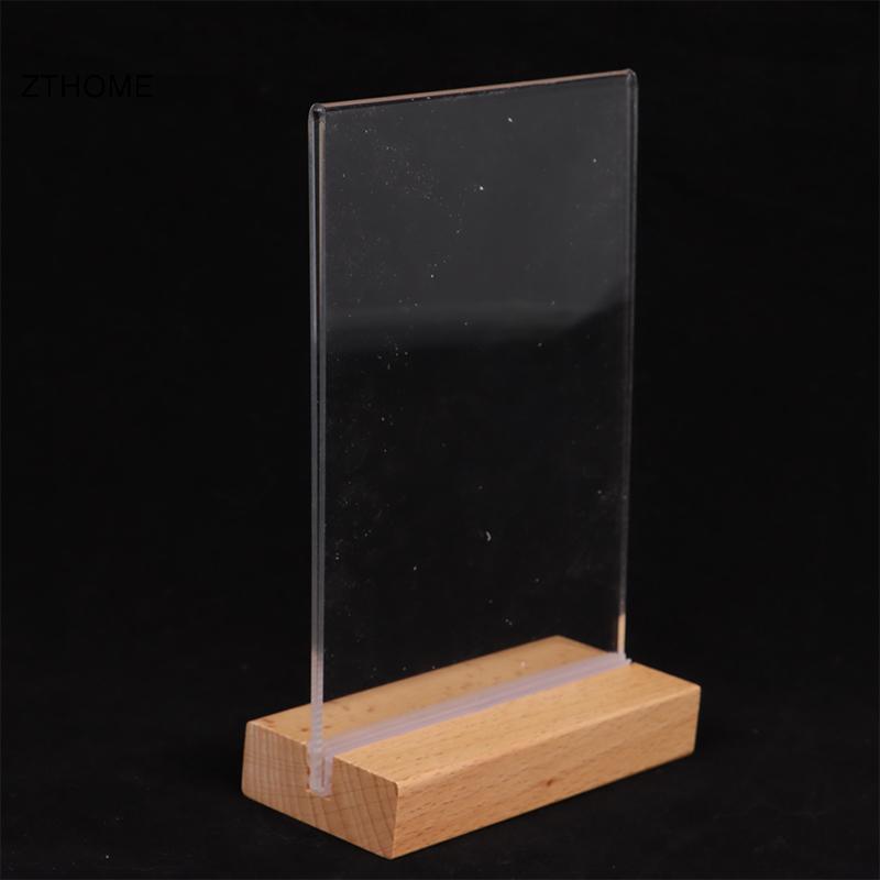 ZTHOME Table Top Gỗ Acrylic Sign Holder Display Stand Double Sided, Bottom Load, Portrait Style Menu