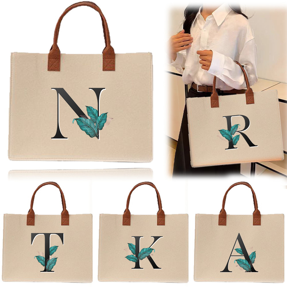 Large capacity In stock Large felt tote bag Exquisite print Commuter shopping bag 【Lowest price】 Fel