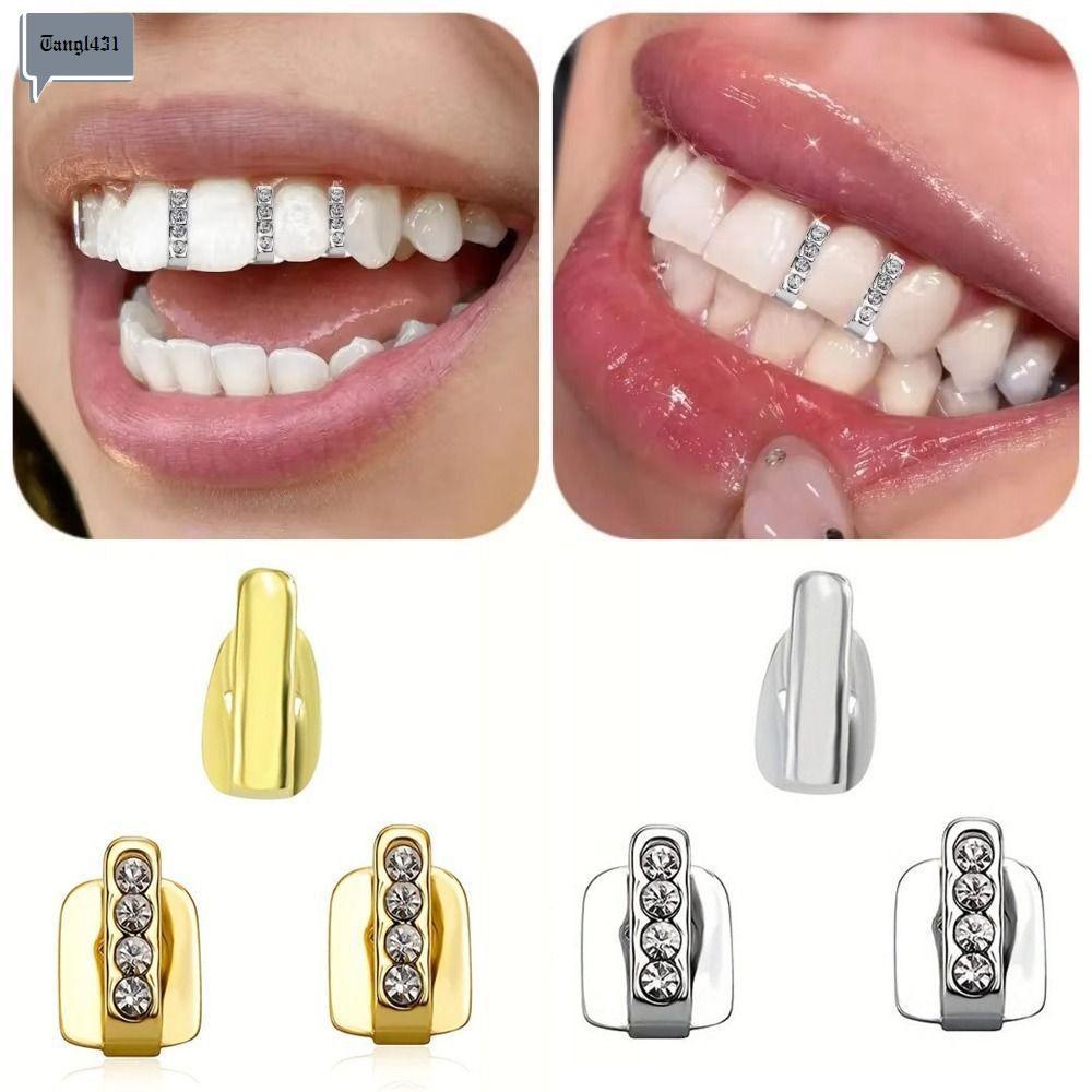 NIFINE 3 Chiếc Hip Hop Răng Grillz, Rỗng Kim Cương Giả Grillz, Sáng Bóng Răng Trang Sức Nam Nữ
