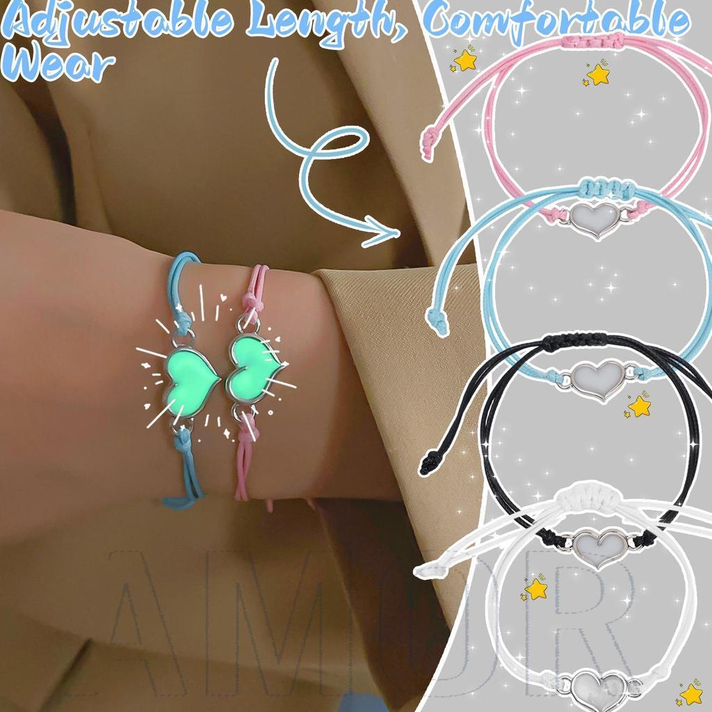 Vòng tay nút thắt trái tim phát sáng - Bùa may mắn điều chỉnh được cho cả nam và nữ, phụ kiện văn hó