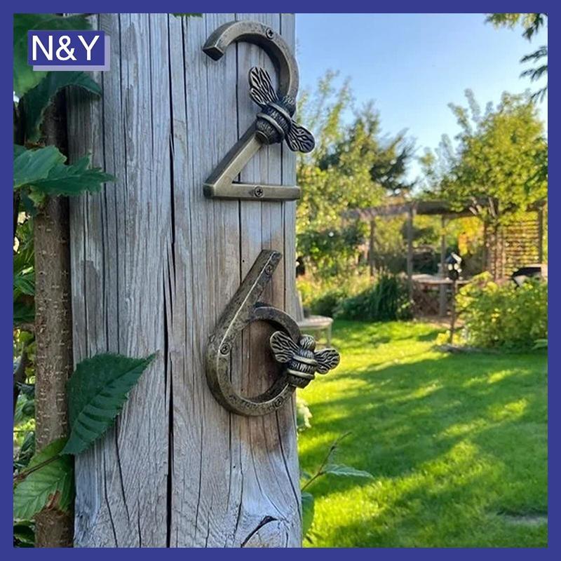 N & Y Bee House Số Ký Đồng Bee House Số Kim Loại Hàng Thủ Công Cửa Hiện Đại Ký Số Biển Hiệu Mảng Bám