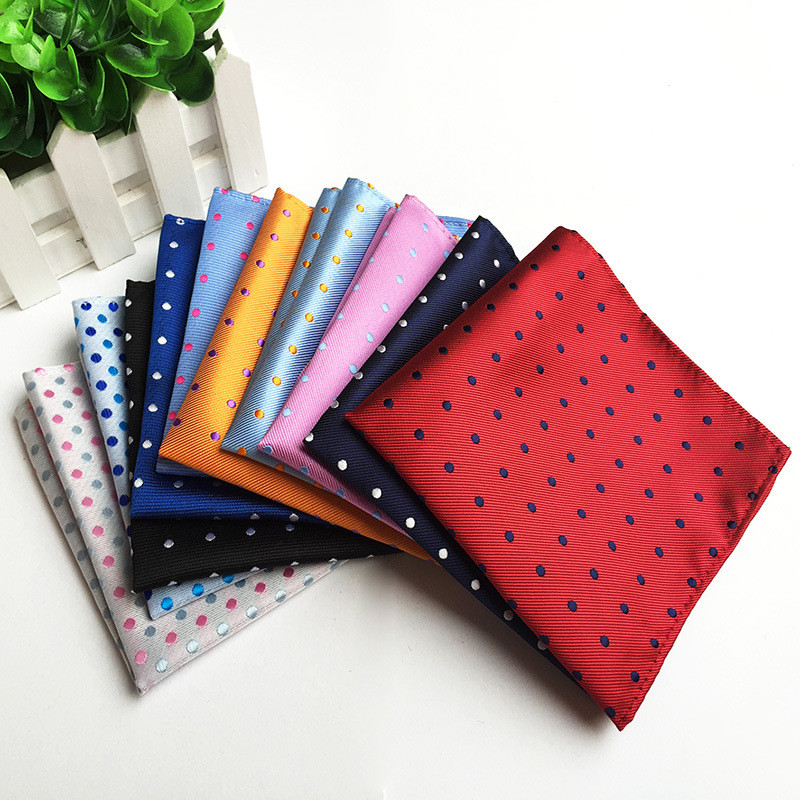 [Hộp Quà Tặng] Khăn Tay Nam Khăn Vuông Chất Liệu Polyester Thời Trang Chấm Bi Nhỏ Chấm Bi Phù Hợp Vớ