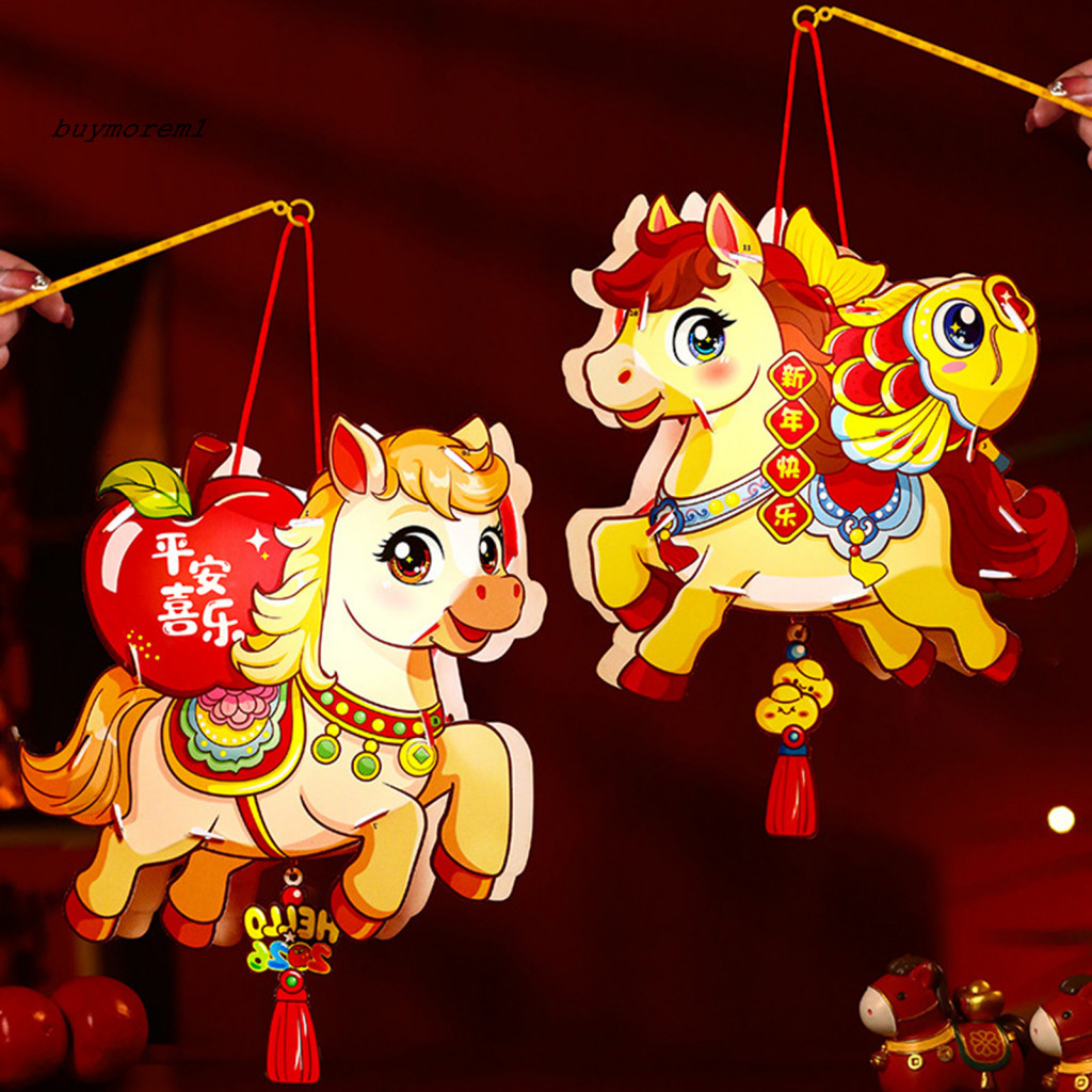 BUYMEZ DIY Horse Lantern Pvc Horse Lantern Kit Phim hoạt hình Ngựa DIY Lantern Kit cho Tết Nguyên Đá
