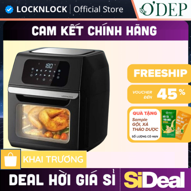 Nồi chiên không dầu LocknLock Chính Hãng, dung tích 12L EJF696BLK - SIDEAL SIA