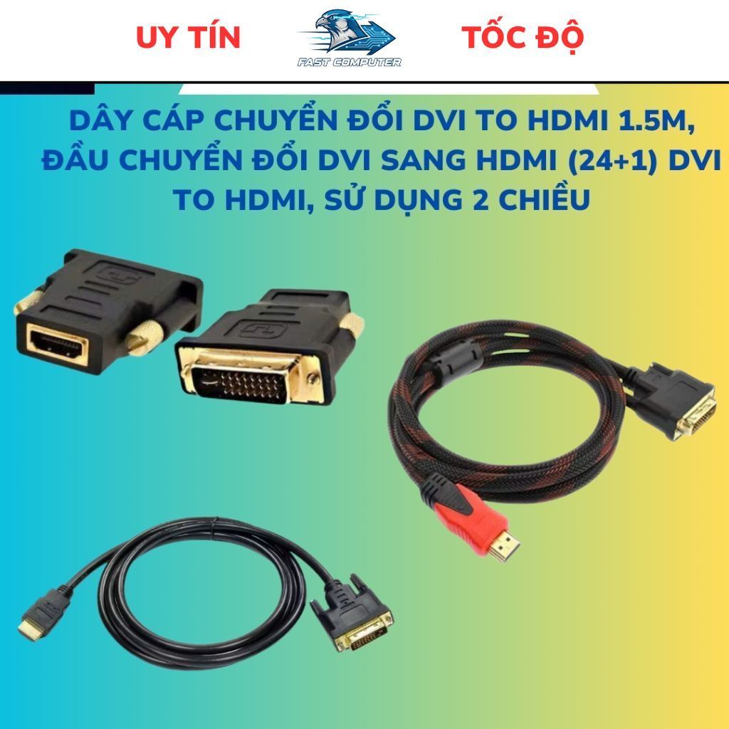 DÂY CÁP CHUYỂN ĐỔI DVI TO HDMI 1.5M, Đầu chuyển đổi Dvi sang hdmi (24+1) DVI to HDMI, SỬ DỤNG 2 CHIỀ