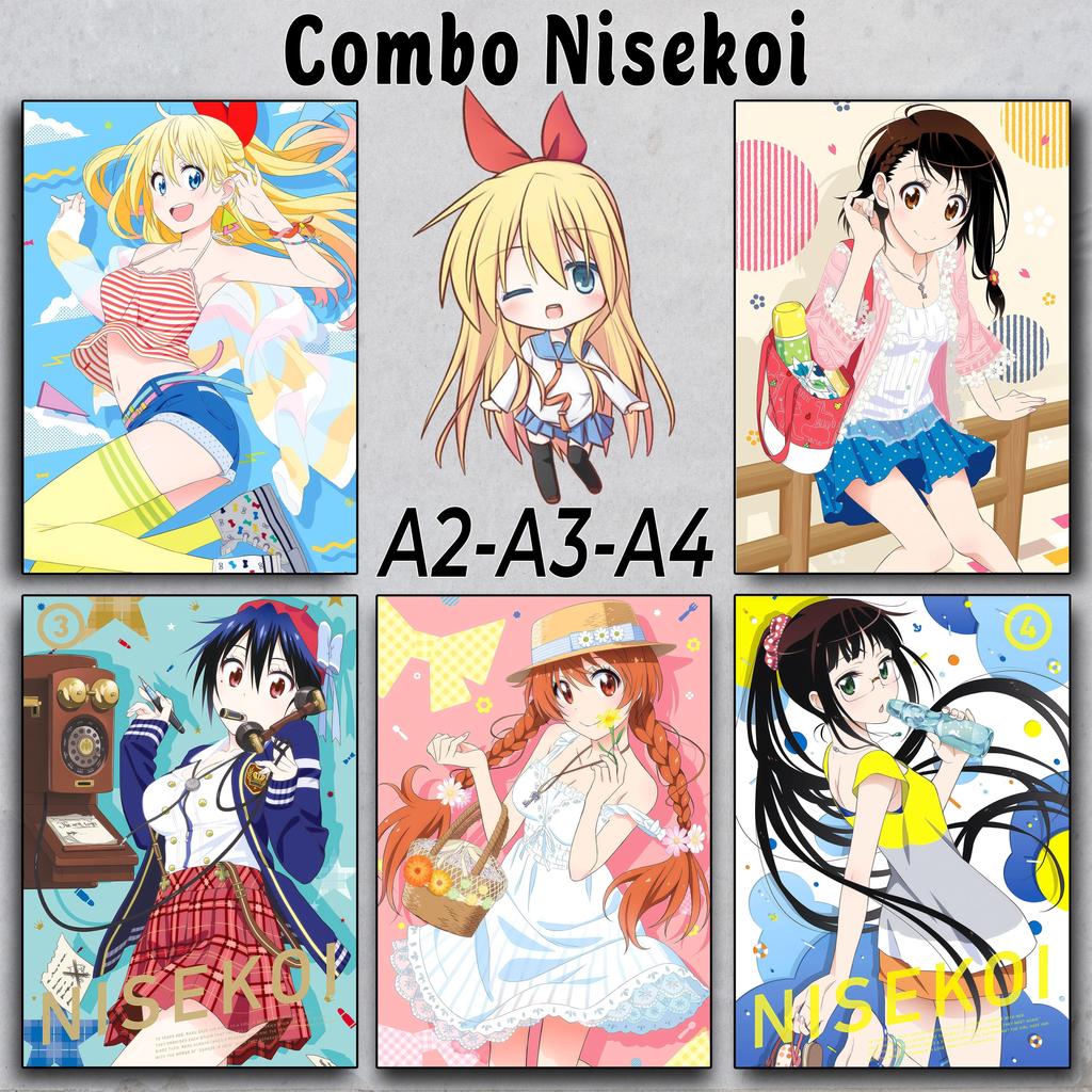 Nisekoi - Poster Anime A2 A3 A4 - Dán tường | Tình yêu ngang trái | Chitoge Kirisaki | Kosaki Onoder