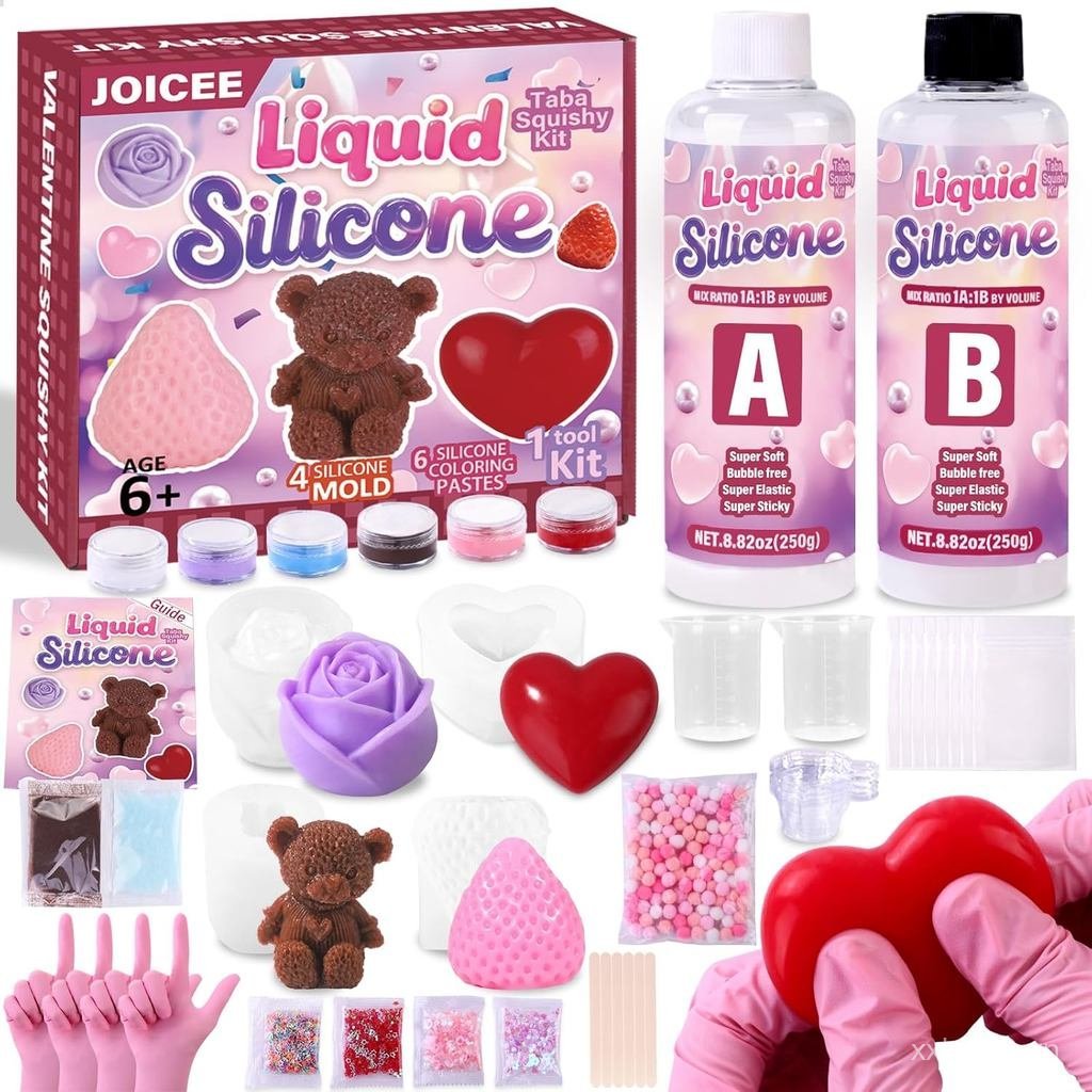 JOIICEE Ngày lễ tình nhân Taba Squishy Kit, DIY Valentine Crafts Kit 18OZ 1: 1 AB Silicone với khuôn