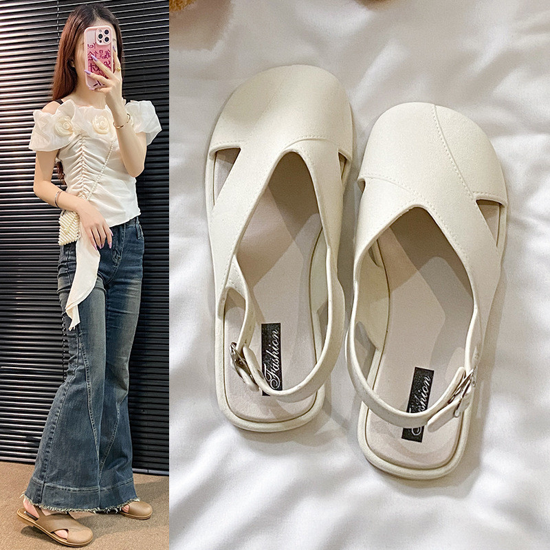 0 Baotou La Mã Dép Nữ Mặc Ngoài Pháp Baotou Cổ Tích Pháp La Mã Dép Nữ 1-17