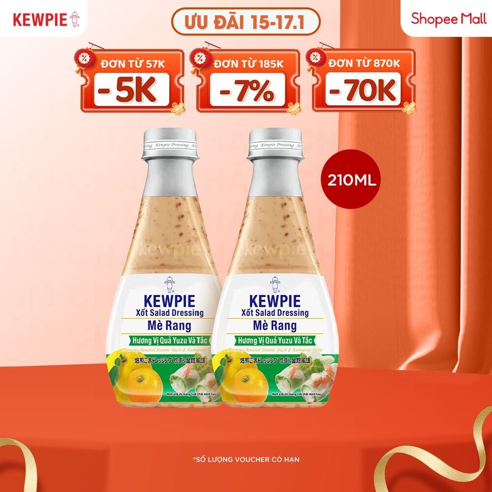Combo 2 Salad Dressing Mè Rang Kewpie Hương Vị Quả Yuzu & Tắc 210ml