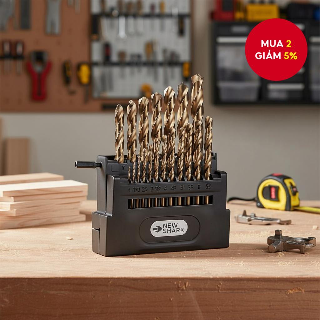 Bộ mũi khoan M35 5% Cobalt Metric Jobber (1mm-10mm/19 chiếc), mũi xoắn HSS cán thẳng cho thép không 