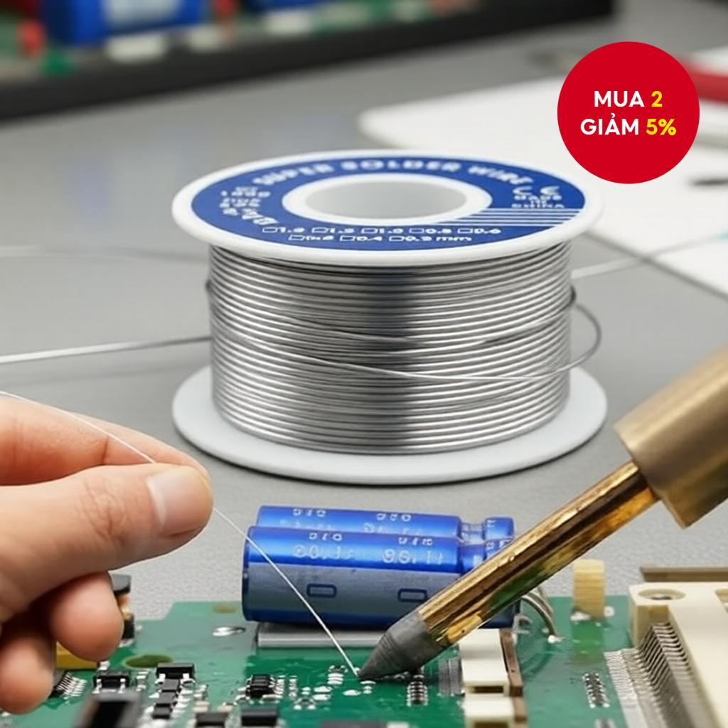 Dây hàn thiếc tinh khiết có nhiệt độ nóng chảy thấp với chất trợ hàn Flux dùng cho công việc điện tử