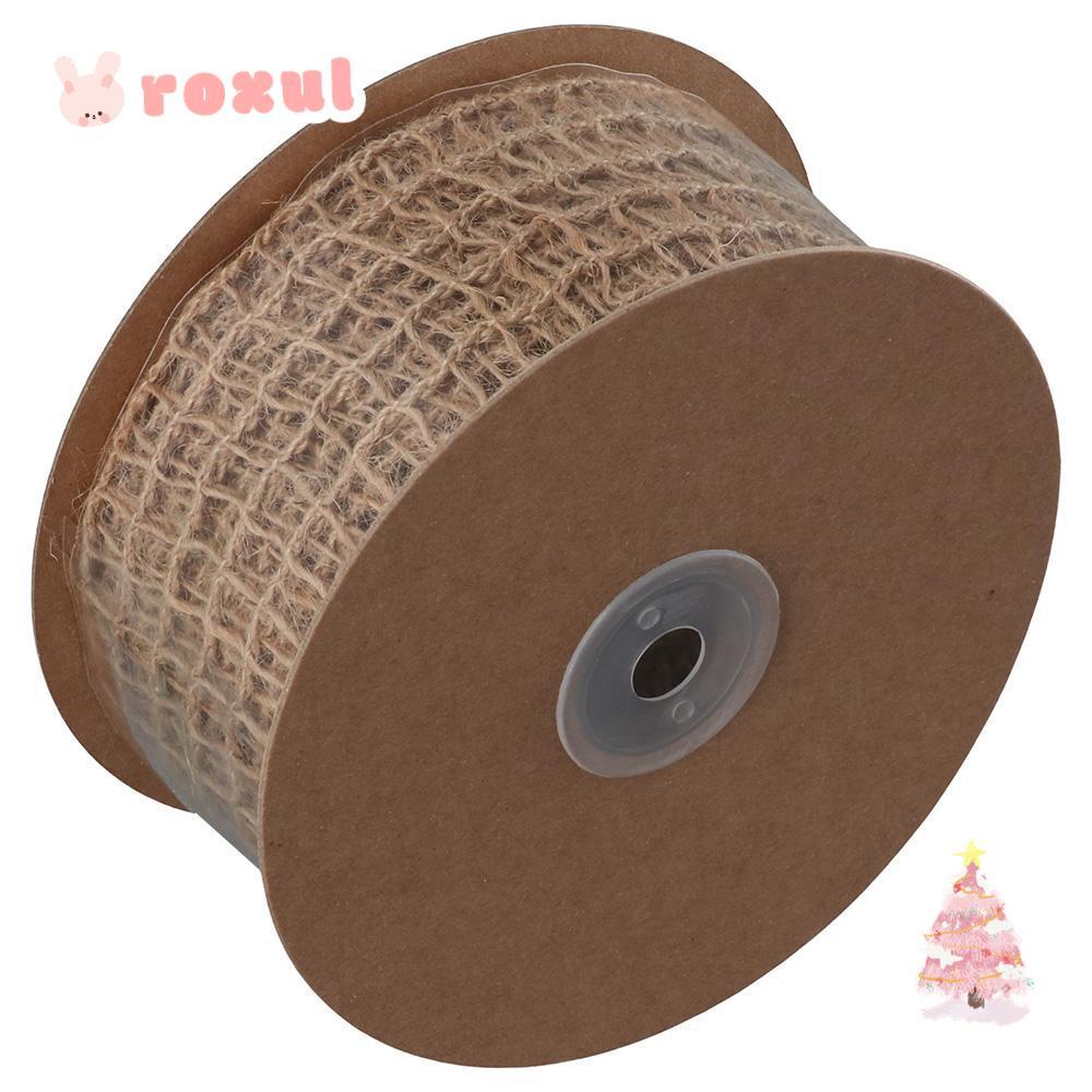 ROXUL 1 Cuộn Vải Bố Lưới, Ruy Băng Có Dây Đay 2 Inch, Mở Dệt Mộc Mạc 10 Sân Vải Ruy Băng Thủ Công DI