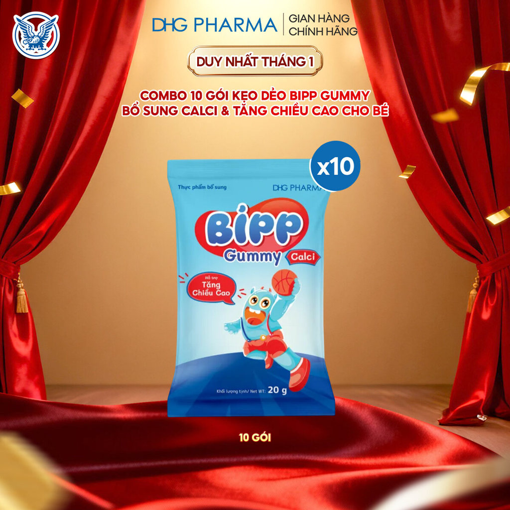 Combo 10 gói Kẹo dẻo Bipp Gummy Calci & Tăng chiều cao cho bé