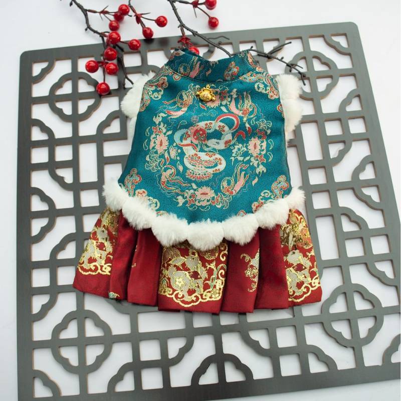 Pet New Tang Costume Autumn and Winter Dog Clothes Teddy Bichon Pomeranian New Year Chinese Cat New 