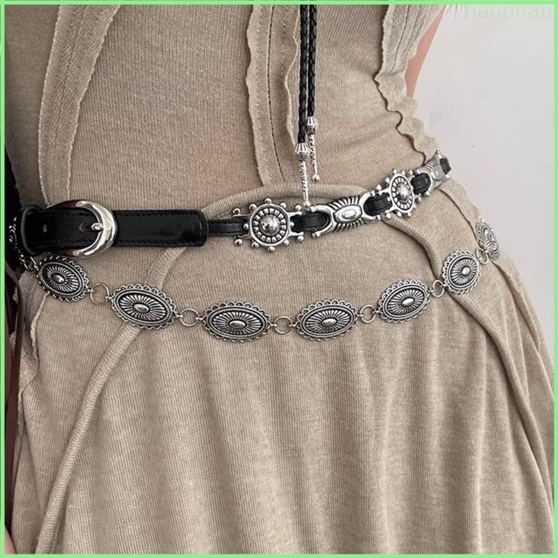 Thắt lưng đen nữ style vintage punk, da mỏng