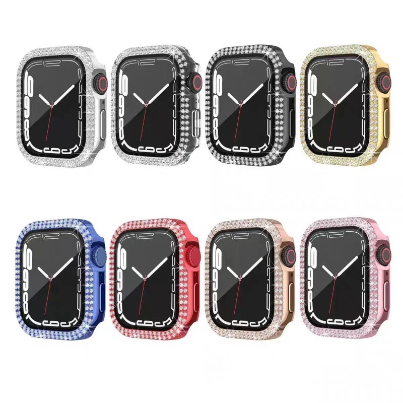 Kính cường lực + Vỏ kim cương cho Apple Watch Ultra 3 2 49mm Matte Hard PC Ốp lưng bảo vệ màn hình c